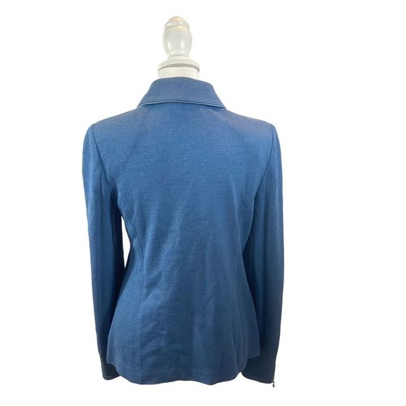 St. John Collection Brand Blue Full Zipper Knit Jacket Size 4 - Picture 4 of 13